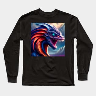 Ferocious Red, Purple, and Blue Dragon Long Sleeve T-Shirt